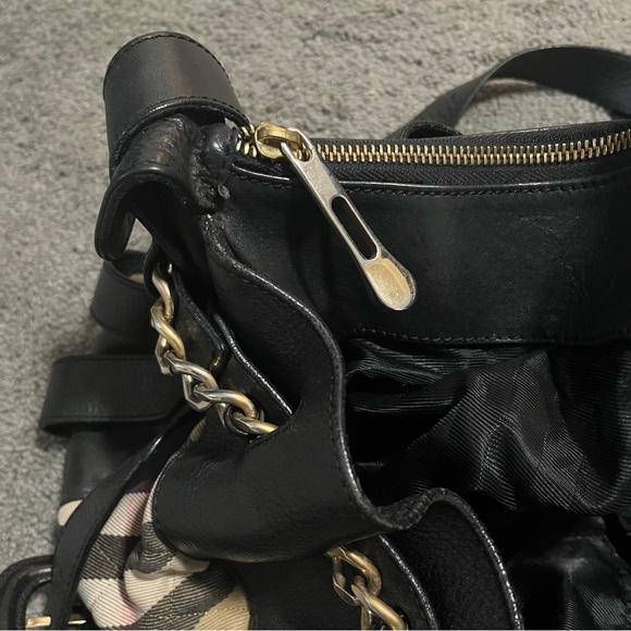 Burberry Brown/Beige Leather and Quilted House Check handbag - Picture 6 of 10